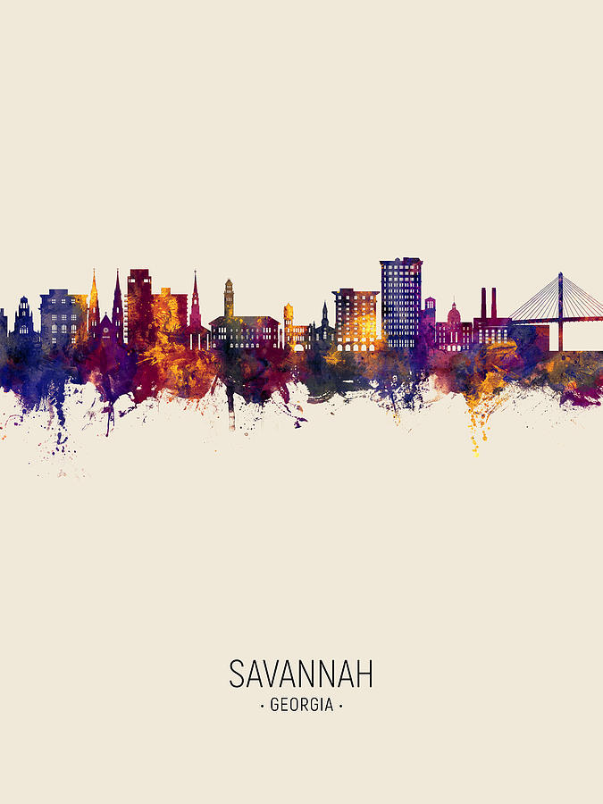 Savannah Georgia Skyline #22 Digital Art by Michael Tompsett