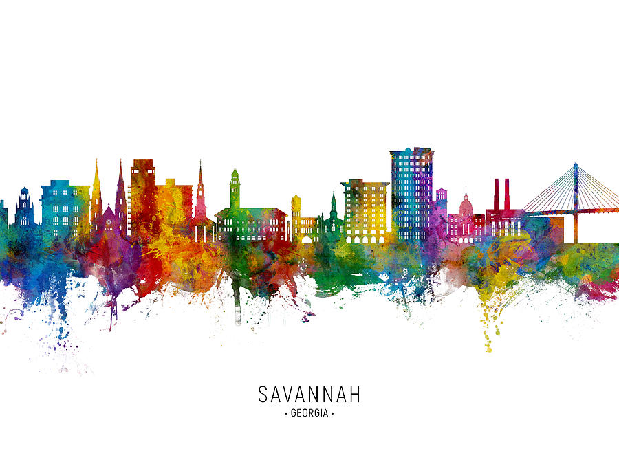 Savannah Georgia Skyline #99 Digital Art by Michael Tompsett