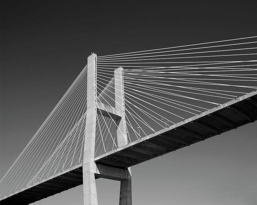 Savannah River Bridge Black and White Photograph by Bob Pardue