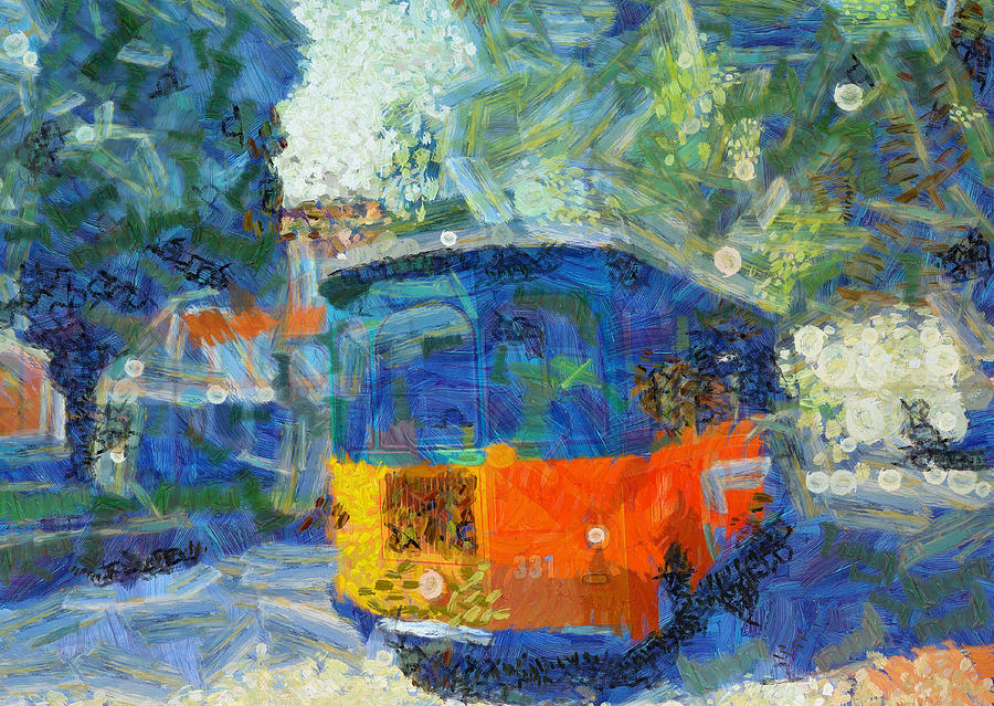 Transportation Painting - Savannah Trolley Tour by Dan Sproul