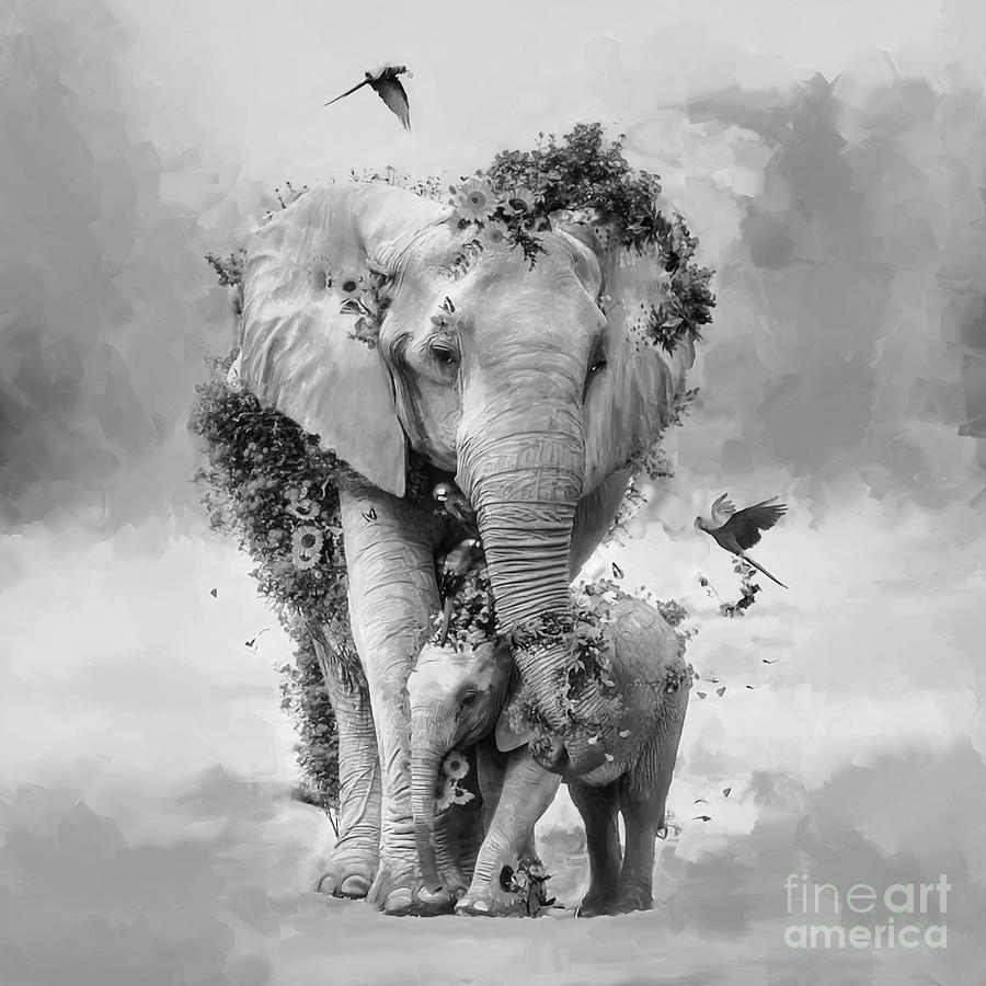 save plants and Elephants Painting by Gull G