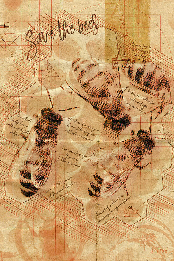 Save the Bees Mixed Media by Bonny Puckett