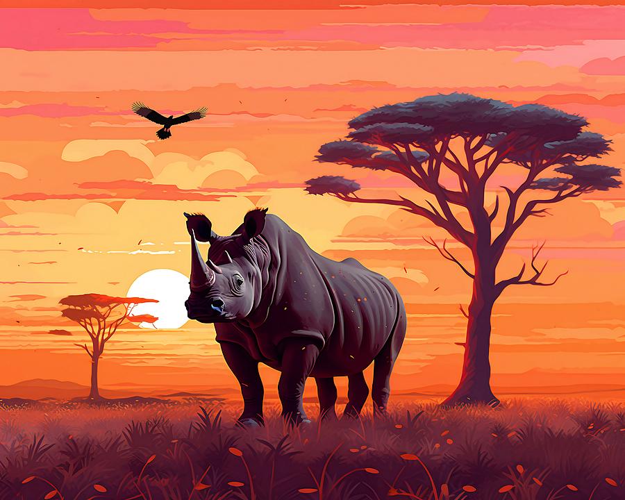 Save the Black Rhino Digital Art by Caito Junqueira