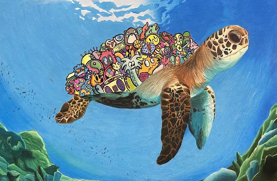Turtle Drawing - Save the Doodles by Idris Legg 7th grade by California Coastal Commission