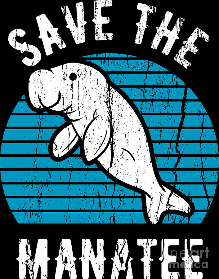 Save The Manatee Vintage Climate Change Earth Day 2021 Gifts Digital ...