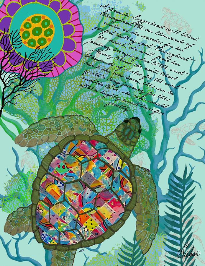 Shell Painting - Save the Turtle by Patti Siehien