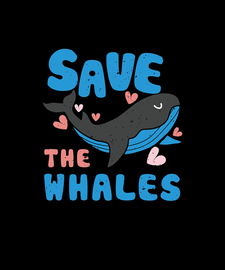 Save the Whales Vintage Retro Digital Art by Eboni Dabila - Pixels