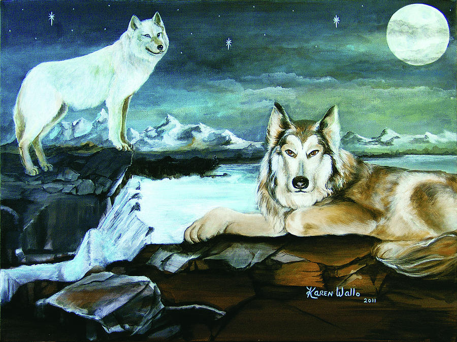Realism Painting - Save the Wolves by Karen Wallo