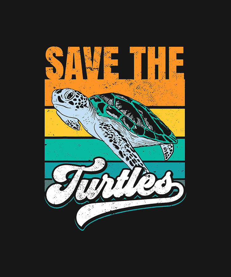 Save Turtles Animal Rights Tortoise Ocean Reptiles Fan Drawing by ...