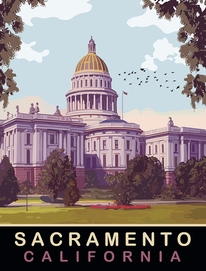 Sacramento Digital Art - Savramento, California State Capitol - 1908 by Long Shot