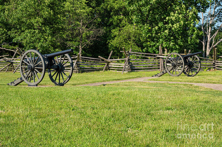 Sawbuck Fence and Civil War Cannons Photograph by Bob Phillips