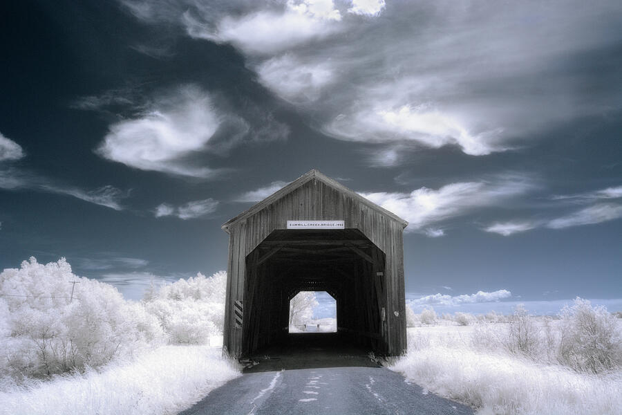 Sawmill Creek Covered Bridge Infrared Photograph by Tracy Munson