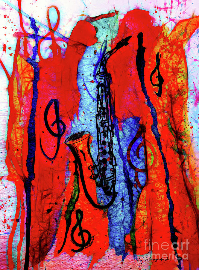 Saxophone Mixed Media by Aurelia Schanzenbacher