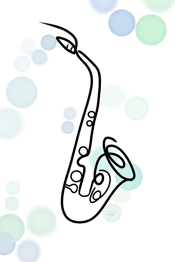 Saxophone Line Art with Bokeh Digital Art by Pamela Williams