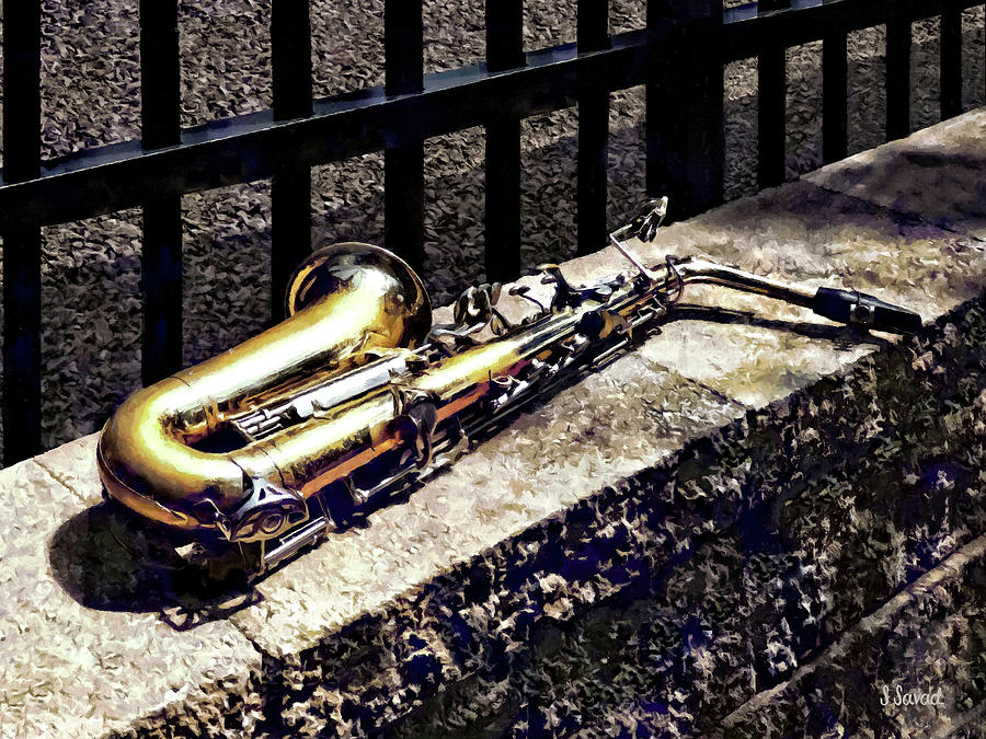 Saxophone on Wall Photograph by Susan Savad