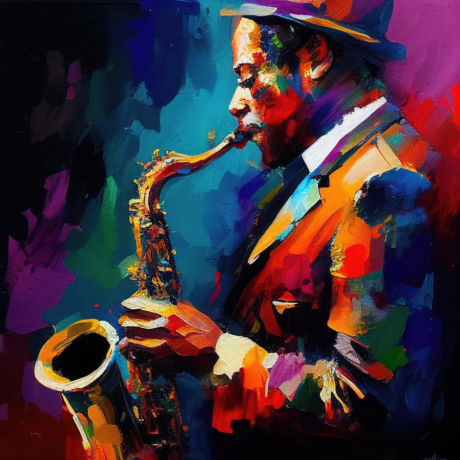 Music Painting - Saxophone Player by My Head Cinema