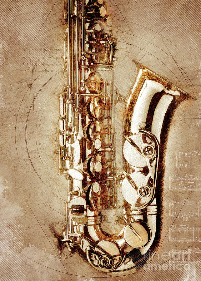 Saxophone #saxophone #sax #music #art Digital Art by Justyna Jaszke JBJart