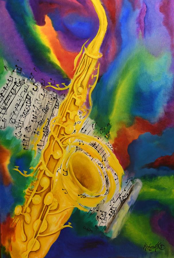 Saxophone Painting By Stephen Dabrowski Fine Art America