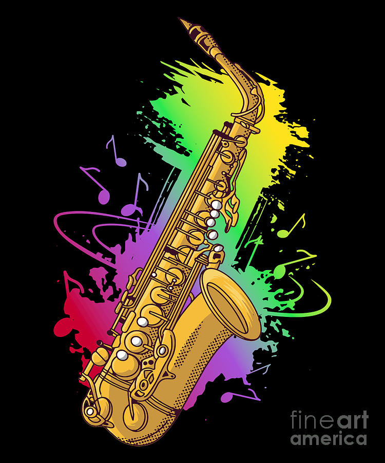 Saxophonist Music Notes Saxophone Digital Art By J M