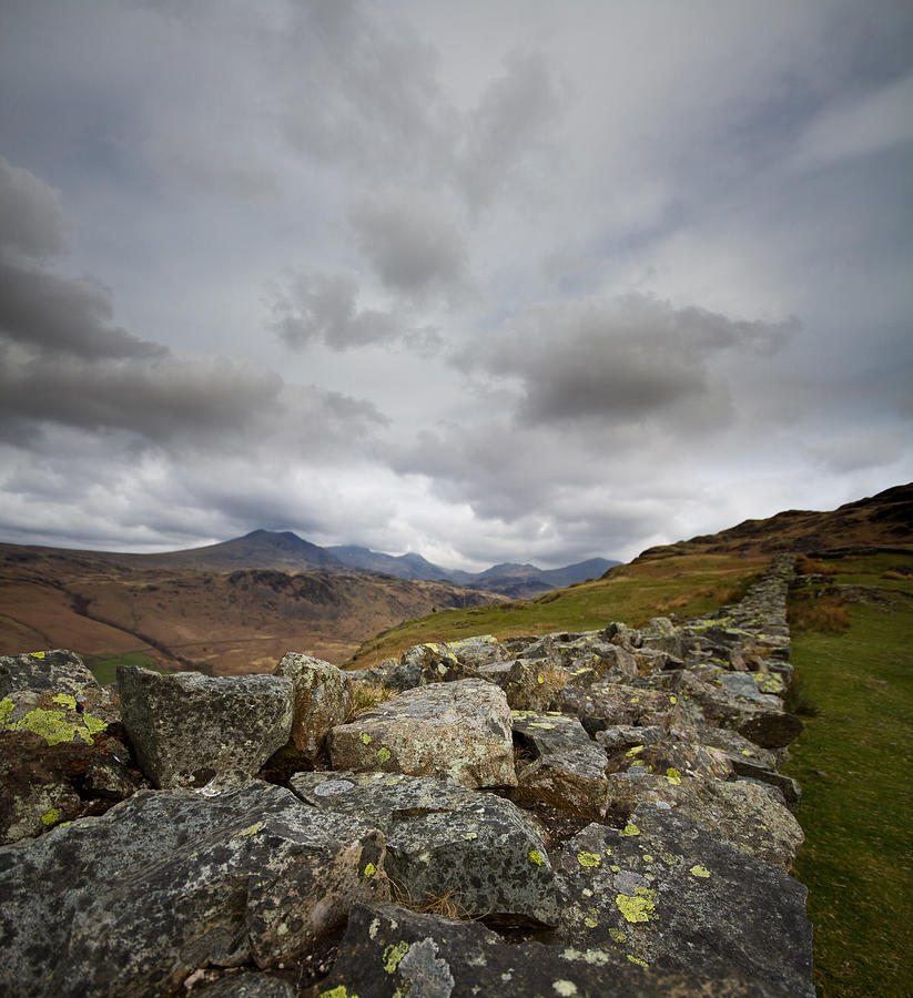 Scafell Pike from Hardknott Roman Fort Photograph by s0ulsurfing - Jason Swain