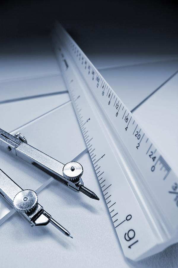 Scale Ruler, Triangle and Compass Photograph by Robert George Young