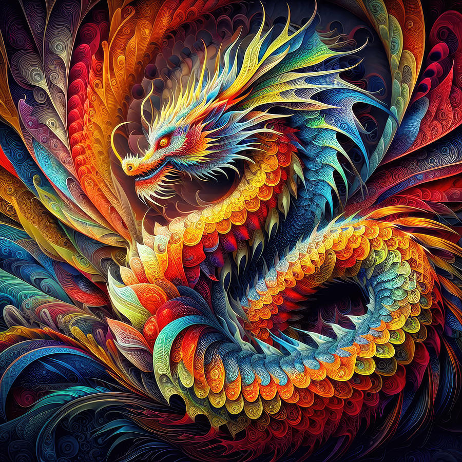 Fractal Dragon Digital Art - Scales of Infinity by Bill and Linda Tiepelman