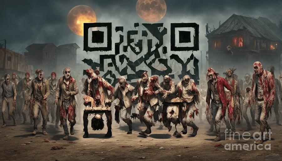 Scan if You Dare - Zombie QR Code Art for Thrill-Seekers Mixed Media by Artvizual
