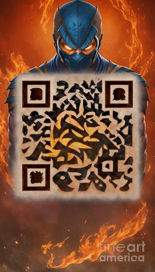 Scan to Unlock the Battle - Mortal Kombat 1 QR Code Art Mixed Media by Artvizual Premium