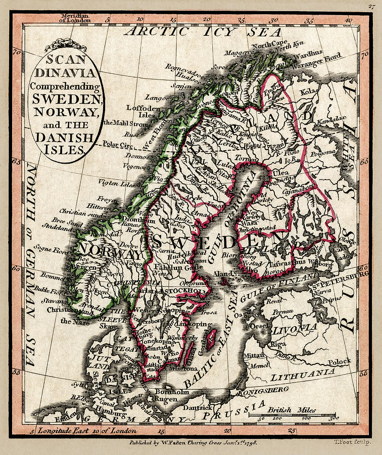 Scandinavia Map 1804 Photograph by Phil Cardamone