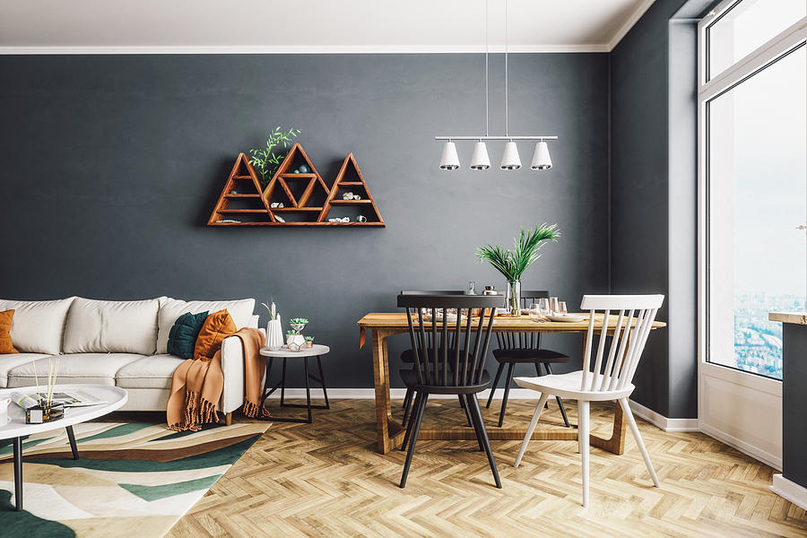 Scandinavian Style Living And Dining Room Photograph by Imaginima