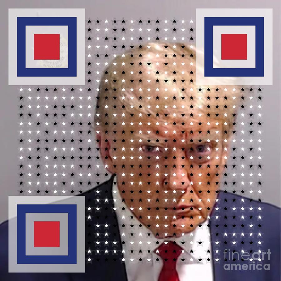 Scannable Donald Trumps Mugshot QR code Mixed Media by Artvizual Premium