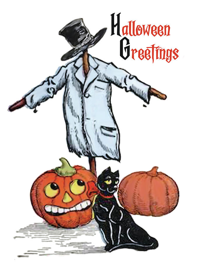 Scarecrow Halloween Greetings Digital Art by Long Shot