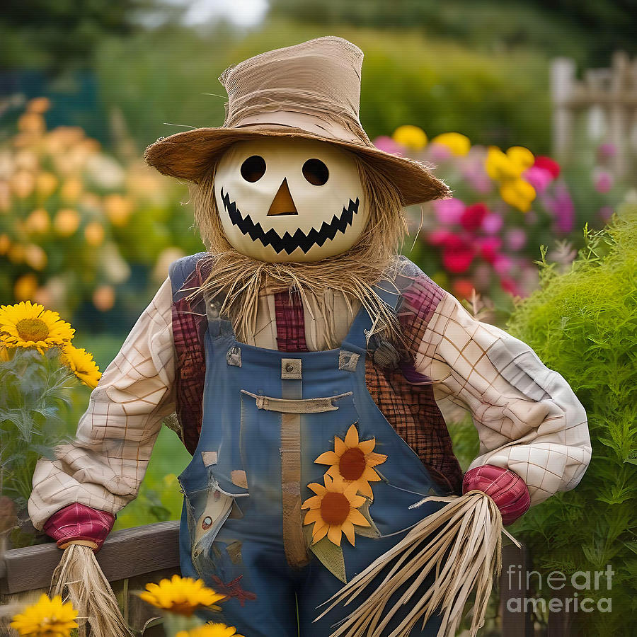 Scarecrow in My Garden by Kaye Menner Digital Art by Kaye Menner