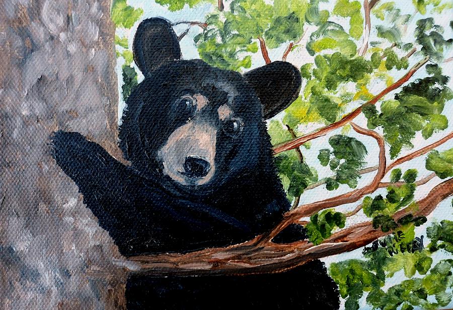 Scared Baby Bear Painting by Julie Brugh Riffey