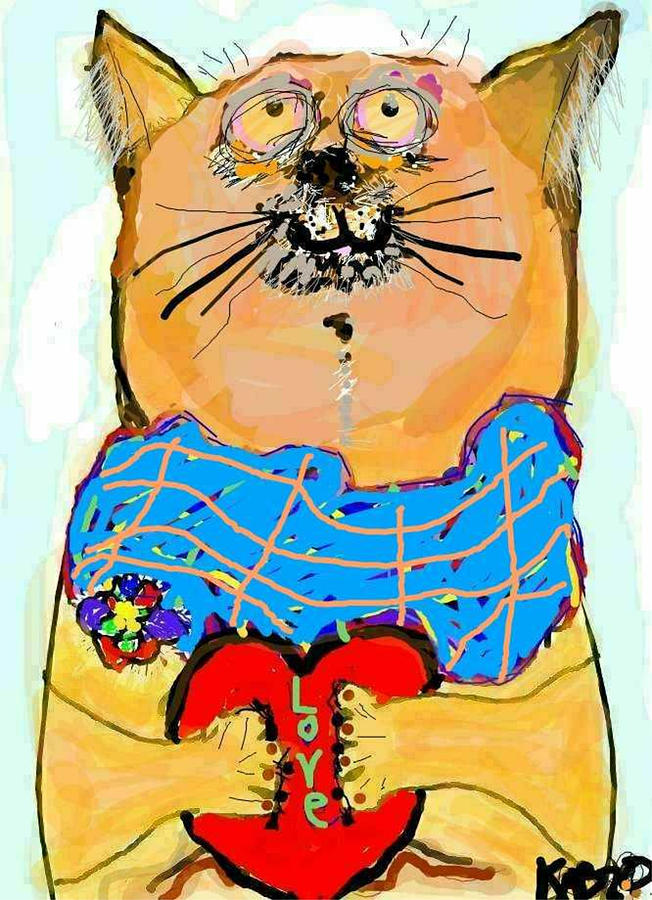 Old Soul Cat Drawing by Kathy Barney