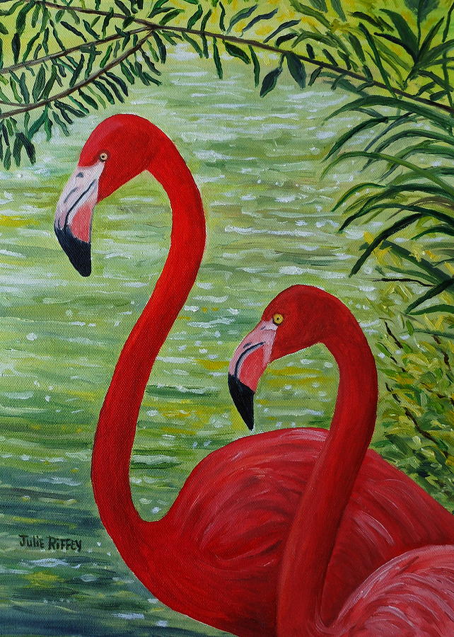 Scarlet Flamingos Painting by Julie Brugh Riffey
