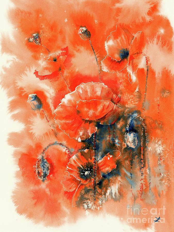 Poppy Painting - Scarlet Harmony  by Zaira Dzhaubaeva