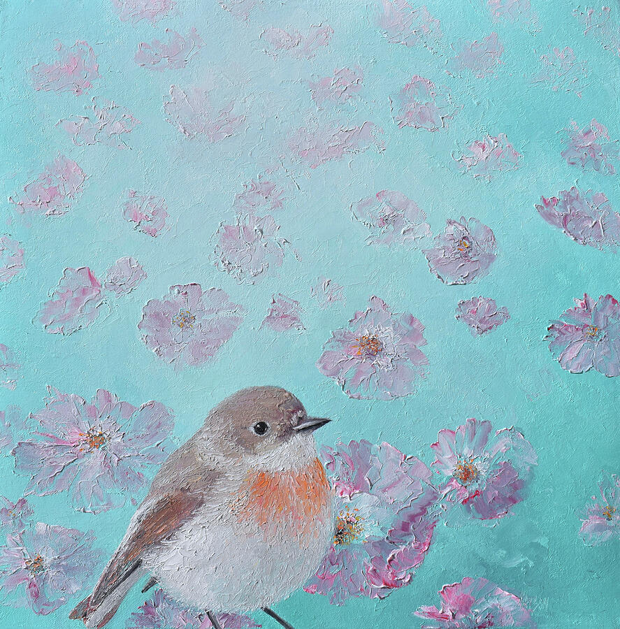 Scarlet Robin and the dancing poppies Painting by Jan Matson Scarlet Robin and the dancing poppies Painting by Jan Matson