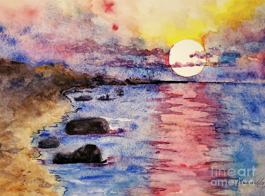 Scarlet Sunset Painting by Eileen Kelly