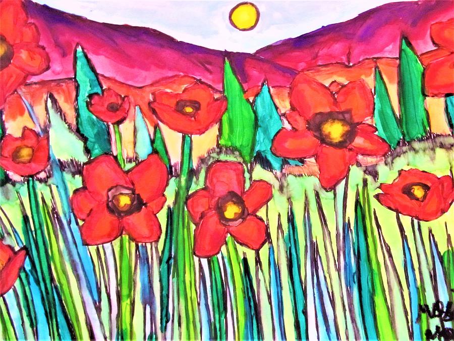 Poppy Painting - Scarlet Valley II by Maggie Russell