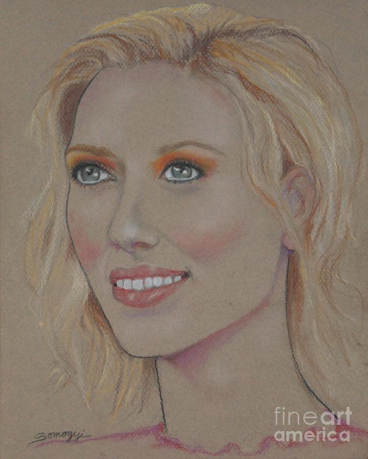 Blond Bombshell No.5--Scarlett Johansson Drawing by Jayne Somogy