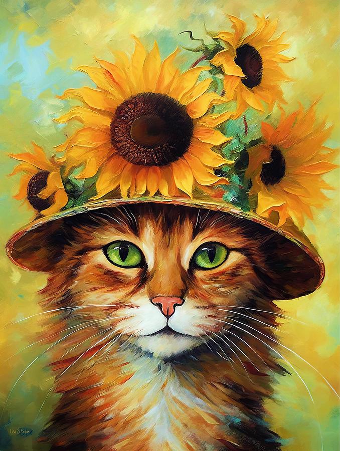 Scarlett Kitty Sunflower Digital Art by Lisa S Baker - Fine Art America