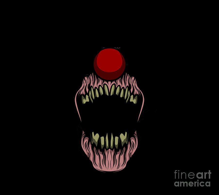 Scary Clown Horror Halloween Monster Mouth Face Teeth Digital Art By Noirty Designs Pixels Merch 
