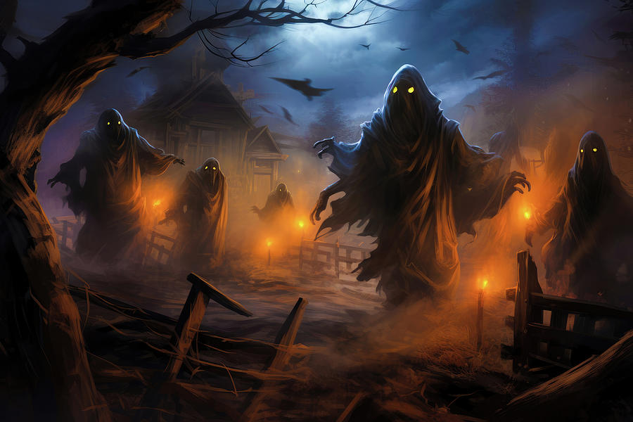 Scary Halloween Ghosts at Night Digital Art by Matthias Hauser Scary Halloween Ghosts at Night Digital Art by Matthias Hauser