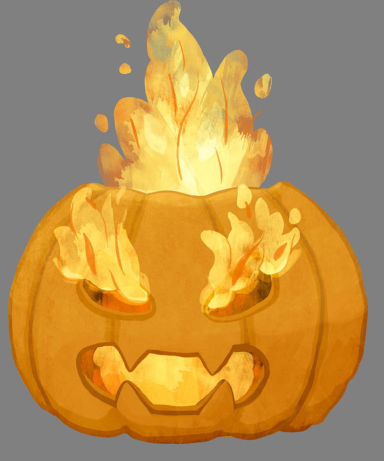 flaming halloween pumpkin clipart