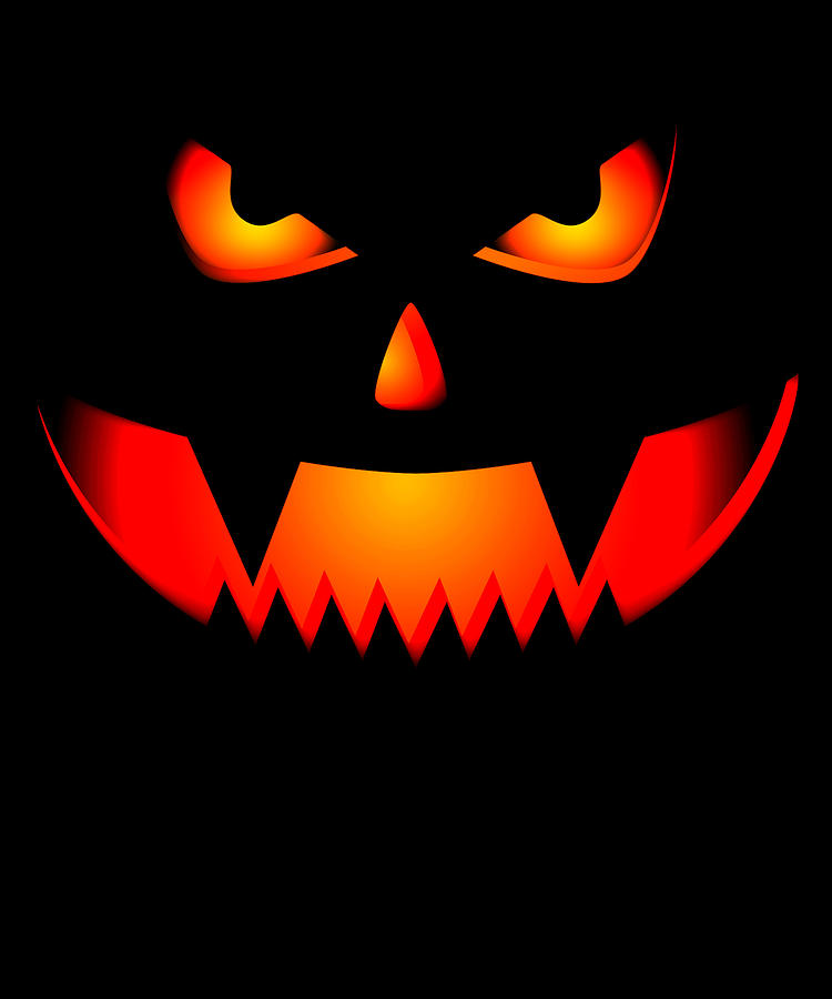Scary Halloween Pumpkin print Gift For Halloween Party Digital Art
