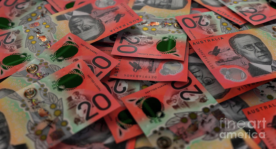 Scattered Australian Dollar Banknote Pile Digital Art