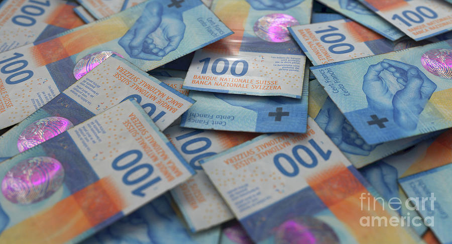 Scattered Banknote Swiss Franc Pile Digital Art