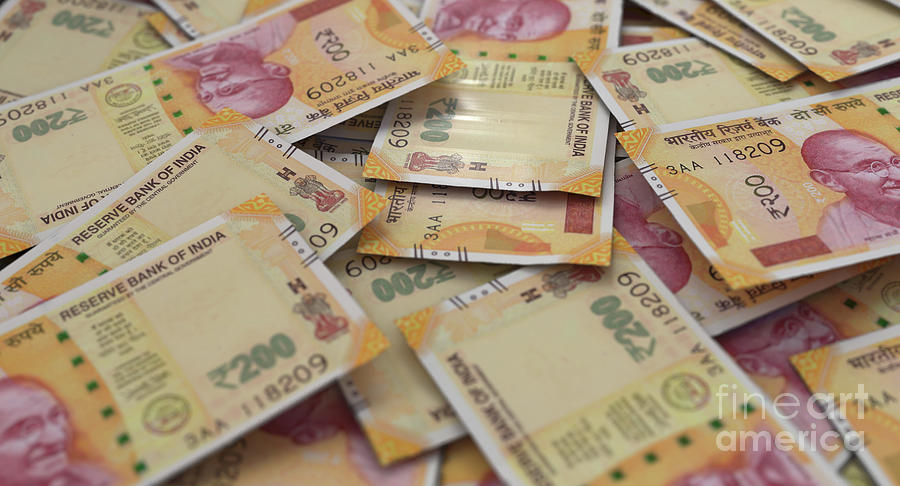 Scattered Indian Rupee Banknote Pile Digital Art