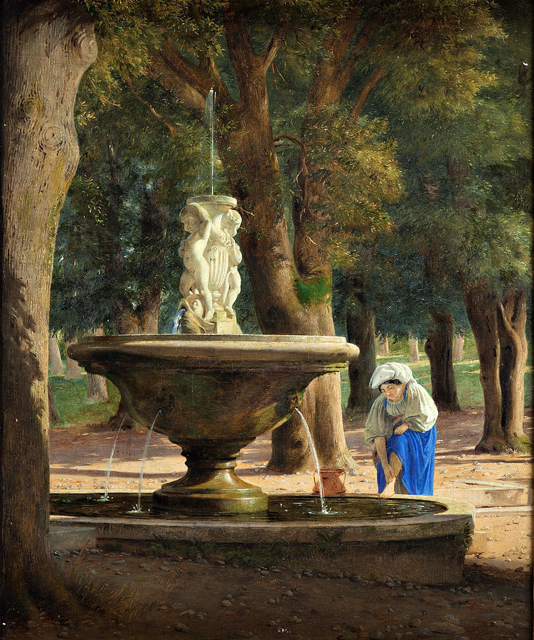 Scene from the Garden of the Villa Borghese in Rome Painting by Jorgen Roed